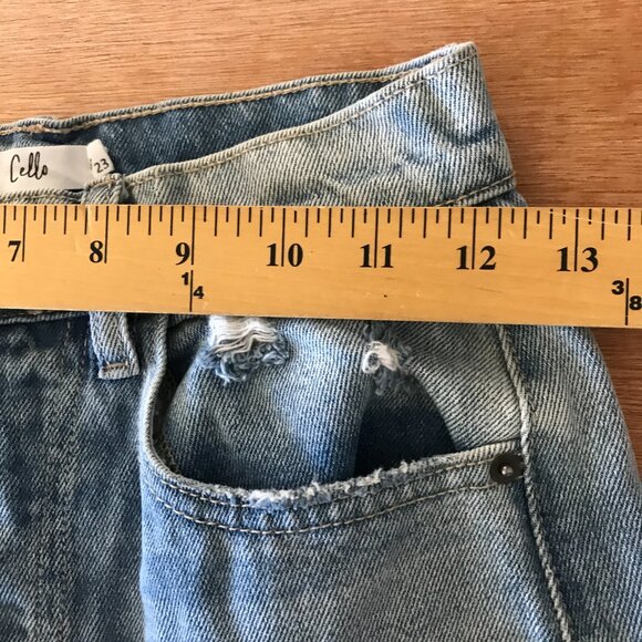 Cello Jean Women 00/23 Blue High Rise Distressed Destroyed Button Fly Preppy - Picture 8 of 14